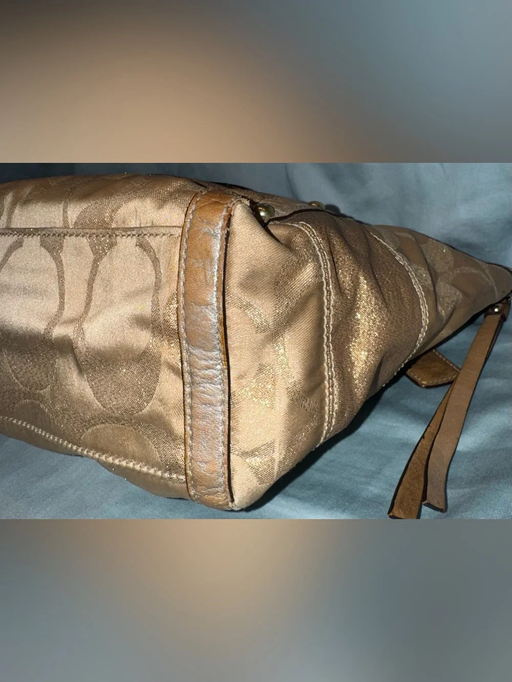 Coach Signature Stripe Studded Lurex Tote